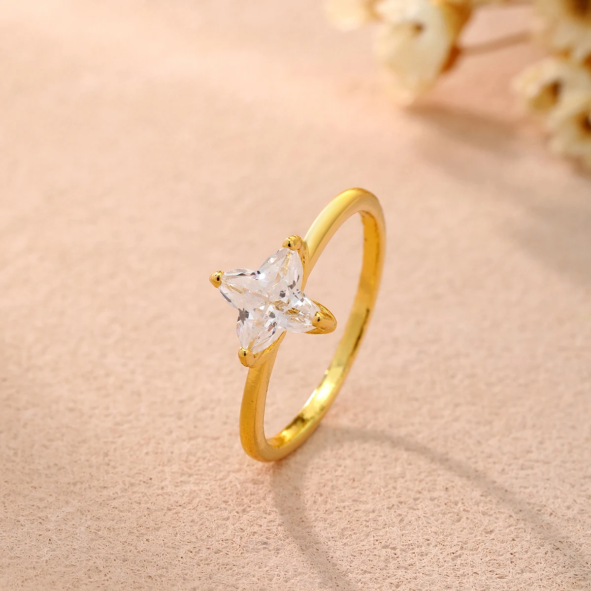 Carat Four leaf clover Lab Grown Diamond Engagement Ring  Minimalist Ring Four leaf clover Ring