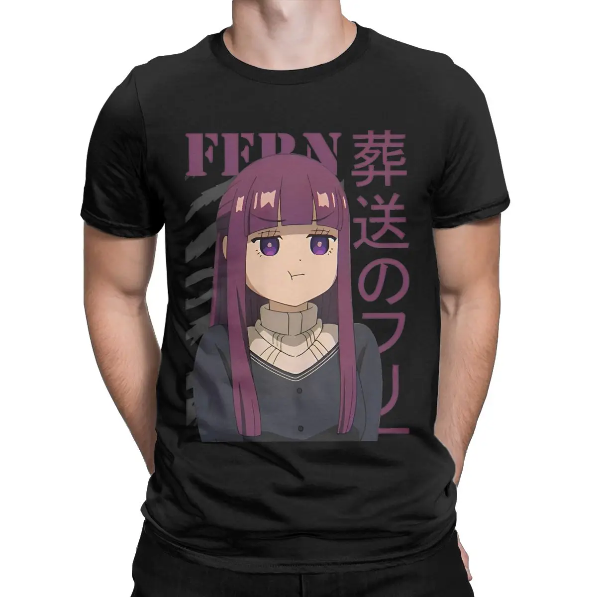 Men's Fern Frieren At The Funeral T Shirt Anime Girl Cotton merchandise Funny Short Sleeve Crew Neck Tees Printed T-Shirt