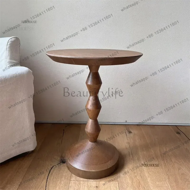 LSNordic Solid Wood Coffee Tables Living Room Corner Round Table Simple Retro Designer Sofa Side Table Small Apartment Tea Table