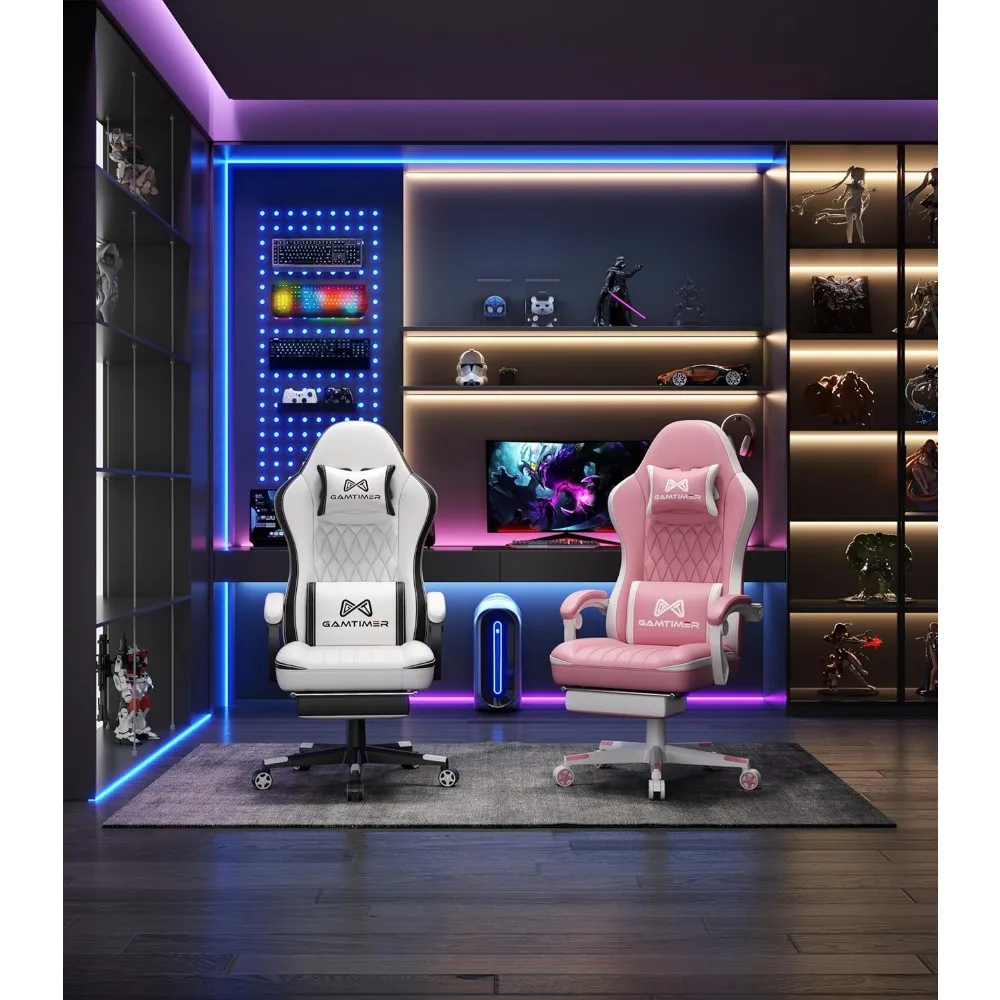 Ergonomic Gaming Chair with Footrest, Breathable PU Material, Headrest and Lumbar Support for Comfortable Gaming Sessions