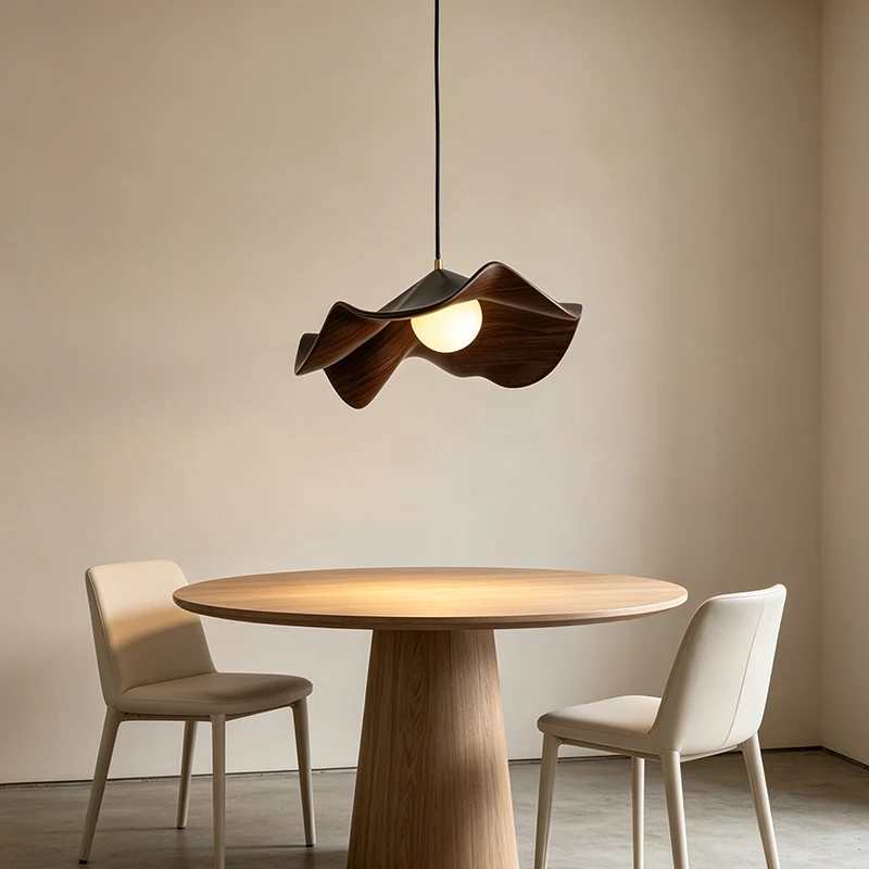 G9 LED Pendant Light Wood Grain Lotus Leaf Chandelier Resin Flower Pendant Lamp Restaurant Bar Bedroom Home Decor Lighting