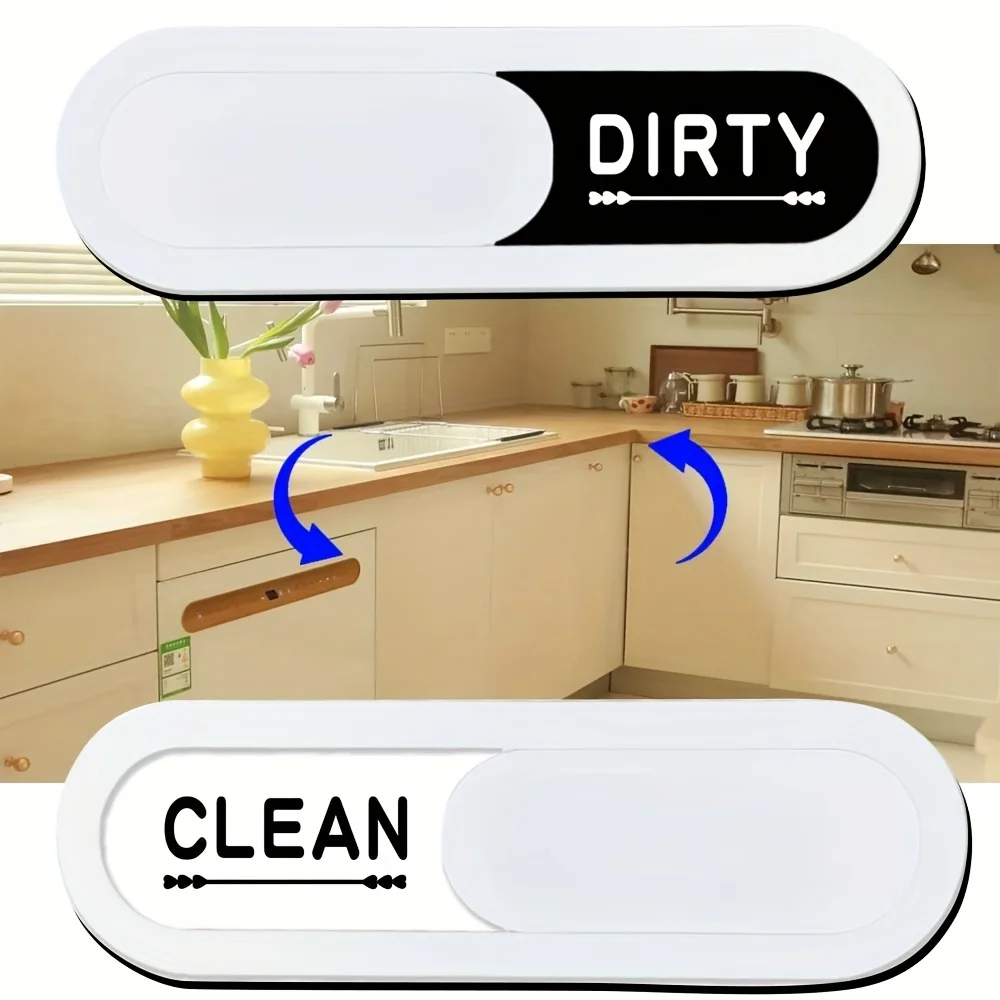 Magnetic Dishwasher Clean/Dirty Indicator Reusable Kitchen Status Sign Slide Switch Dishwasher Magnet Home Organization Kitchen