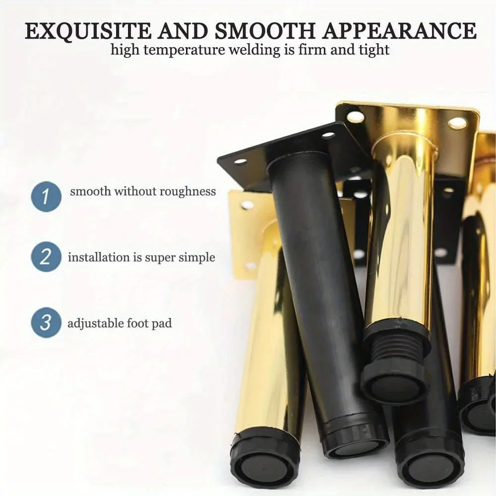 4 pcs 15 cm Cylinder Square Furniture Feet Accessories Sofa Desk Table Bed Legs For Couch TV Cabinet adjustable metal table leg