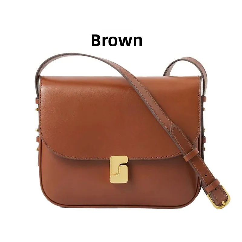 Tofu-Tasche Französische Nischenfrauentasche Kopfschicht Cuir de Vache Petit Sac Carré Premium Sensation une épaule Sac à Bandoulière schräg – Detail 9
