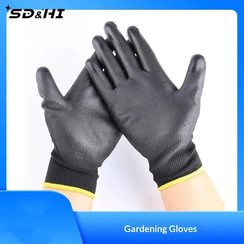 6Pcs PU Coating Gloves Anti-Slip Multi-scenario Nylon PU Gloves Durable Gardening Machinery Automotive Repair