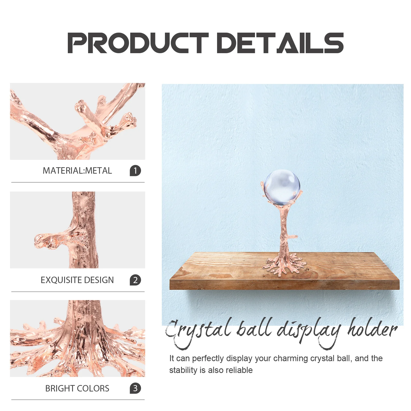

Crystal Ball Holder Metal Branch Stand Jewelry Storage Box Desktop Organizer Ring Brooch Earrings Holder