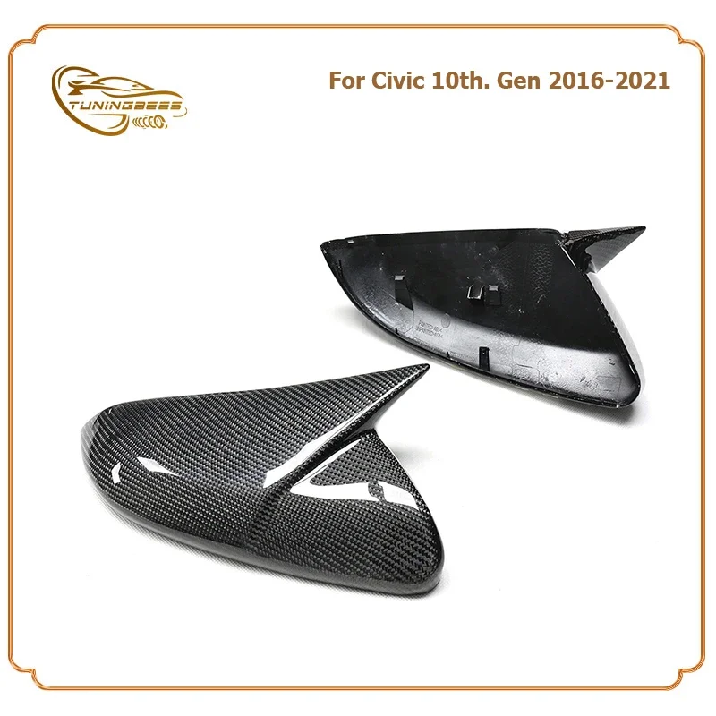 Add on/Replace Carbon Fiber Mirror Cover For Honda Civic 2016 2017 2018 2019 2020 2021 10th. Gen Rearview Side Door Ears Cap