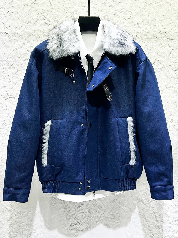 2025 Men's Winter New Warm Thickened Faux Fur Collar Parkas Men's Trendy Retro Stylish Parkas Jacket Long Sleeve Outerwear Coats