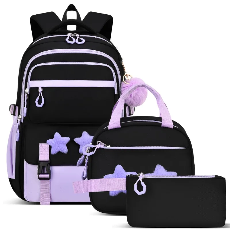 3pcs-set-dual-shoulder-bag-schoolbag-three-piece-set-nylon-strap-lunch-bag-pen-case-weight-reducing-schoolbag