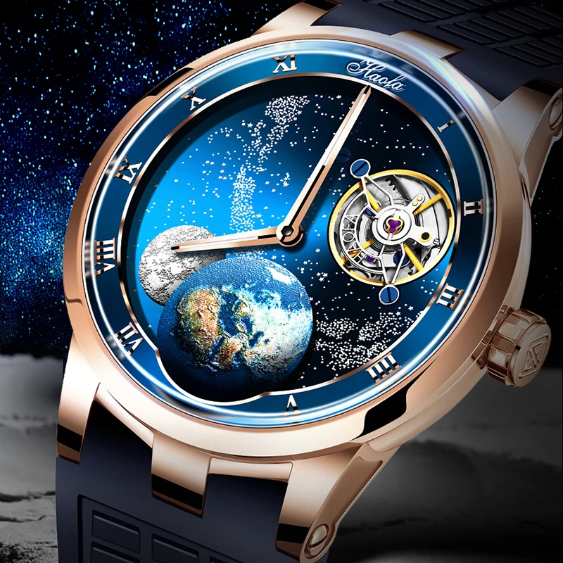 Haofa 1952 Carrousel Mechanical Watch For Men Sapphire Karrusel Starry Power Reserve 80H Wristwatches Luxury relógio masculino