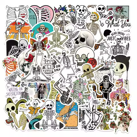 50Pcs Horror Skeleton Art skull Stickers - Vinyl Funny Skull Stickers for Laptops, phone