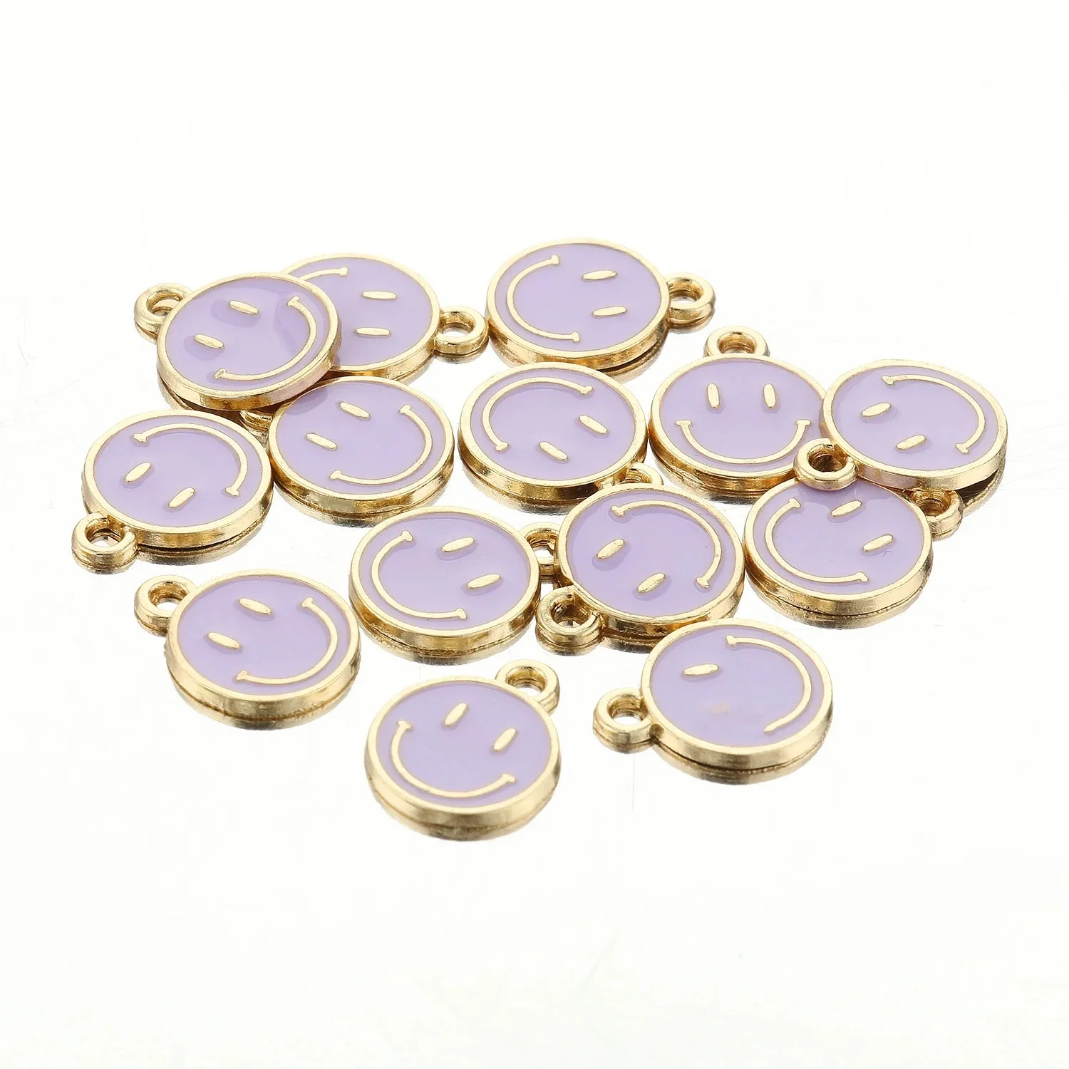 14pcs Drop Oil Alloy Small Pendant Asymmetric Fun Smile Pendant Earrings Necklace Personalized Pendant DIY Accessories view 6