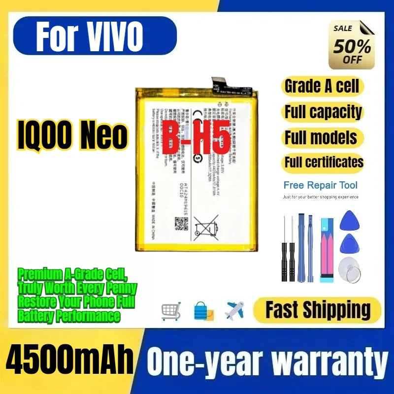 B-H5 for VIVO IQOO Neo Phone Battery 0 Cycle High Quality High Capacity Battery Replacement Bateria Grade A Cell with Tools