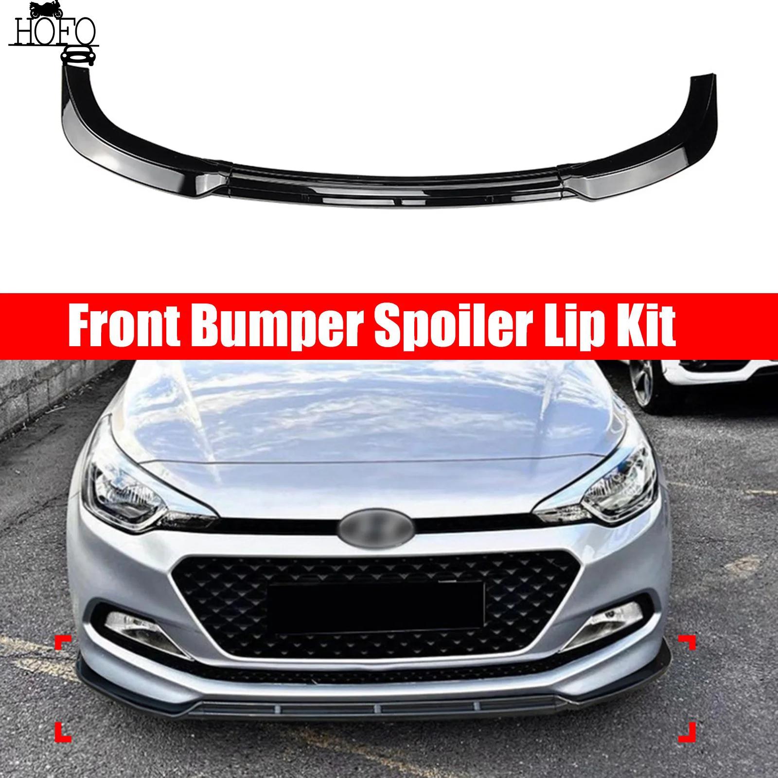 

Car Front Bumper Spoiler Lip Splitter Body Kits Tuning Accessories Carbon Fiber Look For Hyundai I20 MK2 2015-2017 CB Style