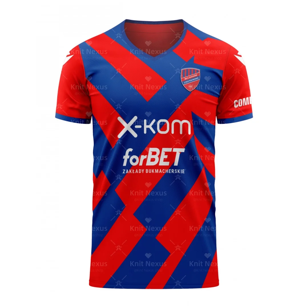 

25-26 Ekstraklasa Raków Częstochowa Polish football jersey Autumn Sports Dry Quickly Men's T-Shirt Children's Clothing Tee Y2k