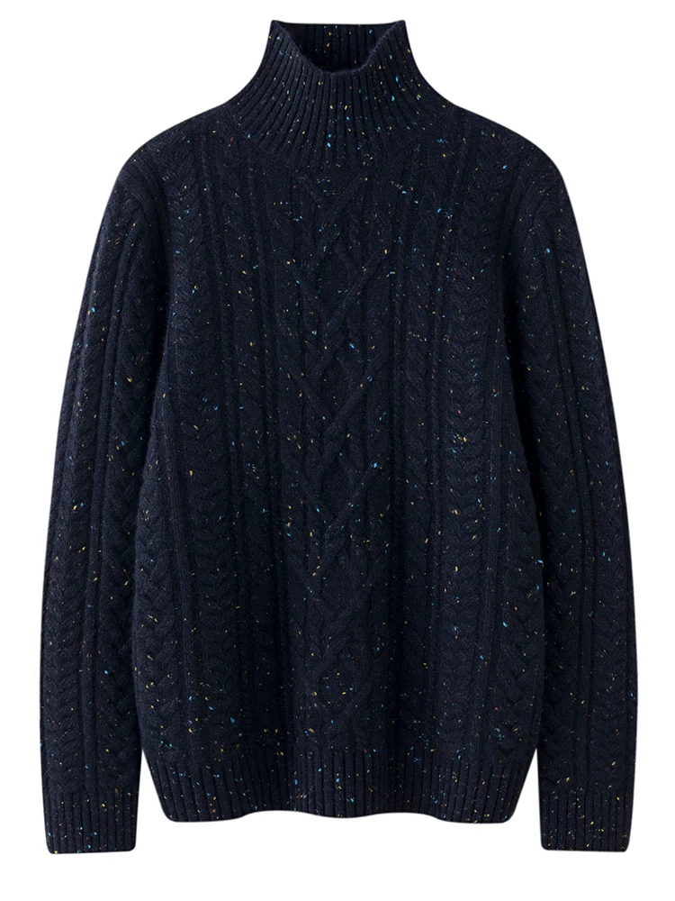 TLOML 여성용 100% 캐시미어 스웨터 목폴라 케이블 니트 풀오버 캐시미어 니트웨어 가을 겨울 부드럽고 따뜻한 루즈핏 상의