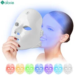 Máscara LED Facial de 7 colores con carga USB, terapia de fotones LED, máscara de belleza, antienvejecimiento, rejuvenecimiento de la piel, Estiramiento Facial, blanqueamiento, cuidado de la piel
