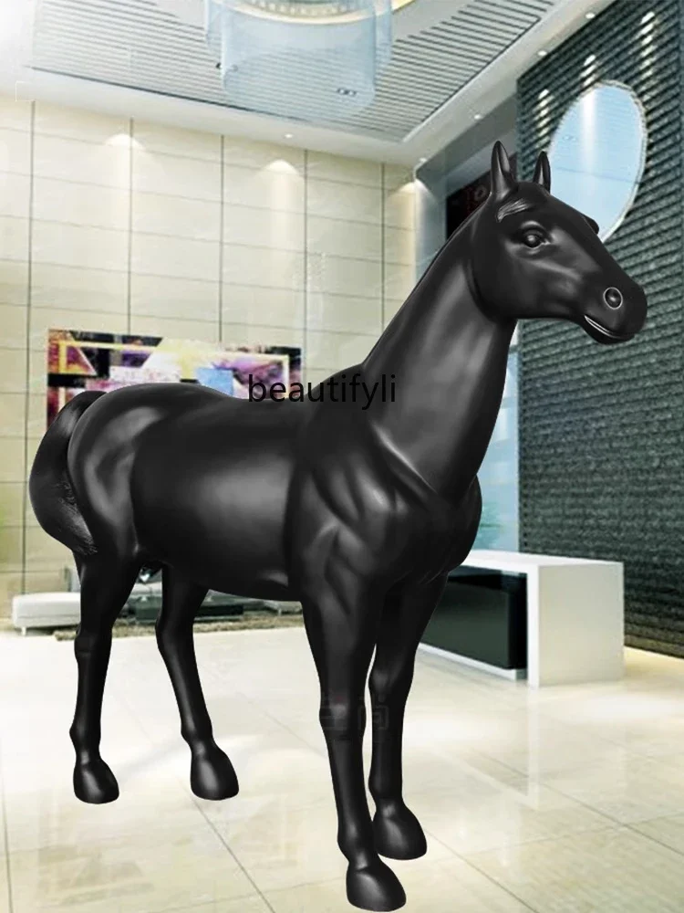 

FRP Malaysia Sculpture Hotel Courtyard Large Decoration Horse Opening Creative Floor Ornament