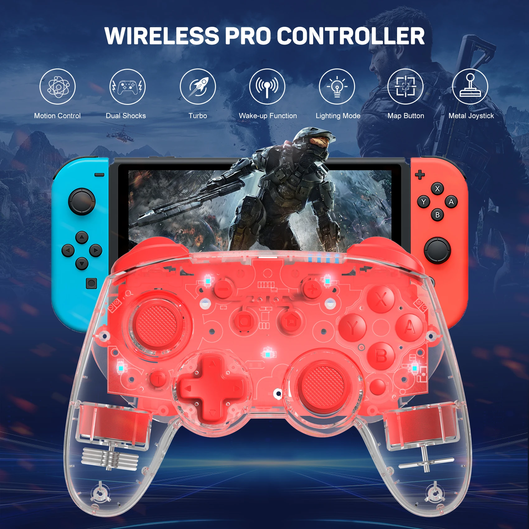 Controlador BT inalámbrico LinYuvo con diseño cómodo y función de activación para Switch KS35