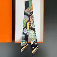 Brand Design Twill 100% Silk Scarf Luxury Fashion Scarf Women Foulard Skinny Bag Scarves New Hot Neckerchief Hair Headband 4