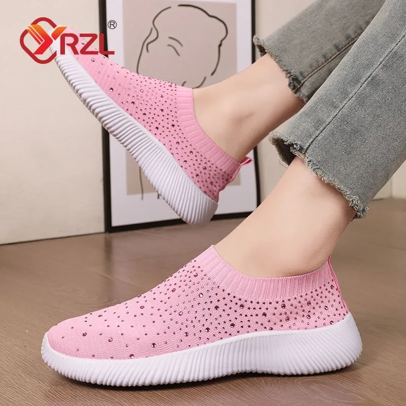 YRZL-zapatillas de deporte de malla transpirable para mujer, zapatos planos de fondo suave, cómodos, antideslizantes, informales, talla grande 43