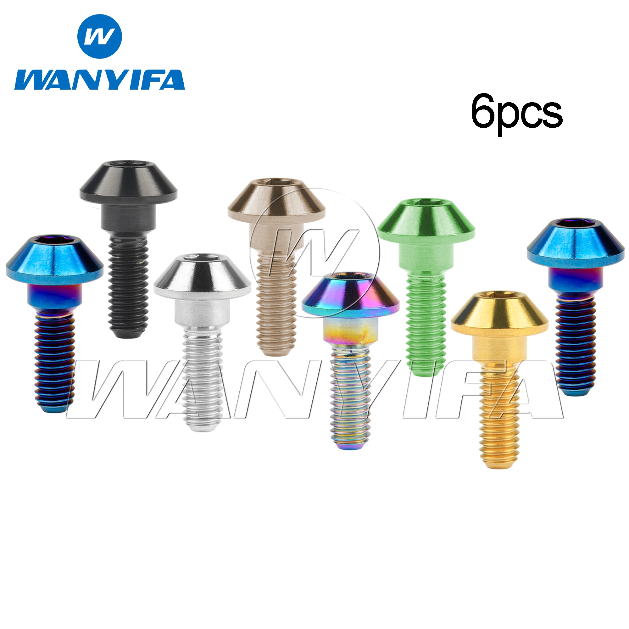 

Wanyifa 6pcs Titanium Bolt M6x20 25mm Taper Ball Conical Hex Head Screws for Motorcycle Yamaha Disc Brake