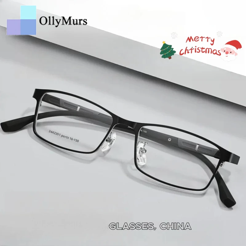

OLLYMURS деловые квадратные мужские очки по рецепту, сверхлегкие металлические новые стальные оправы, оптические очки в оправе для мужчин и женщин