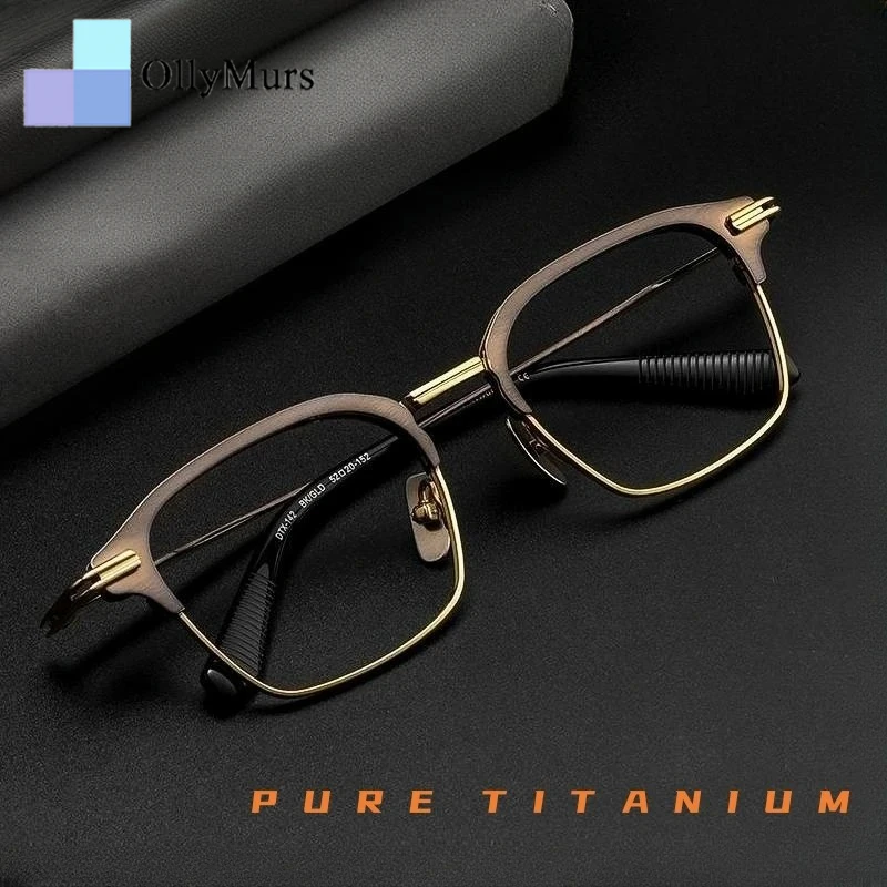 

OLLYMURS Square Titanium Business Prescriptions Luxury Fashion EyeGlasses Retro High Quality Pure Optical Eyeglasses Frame Men