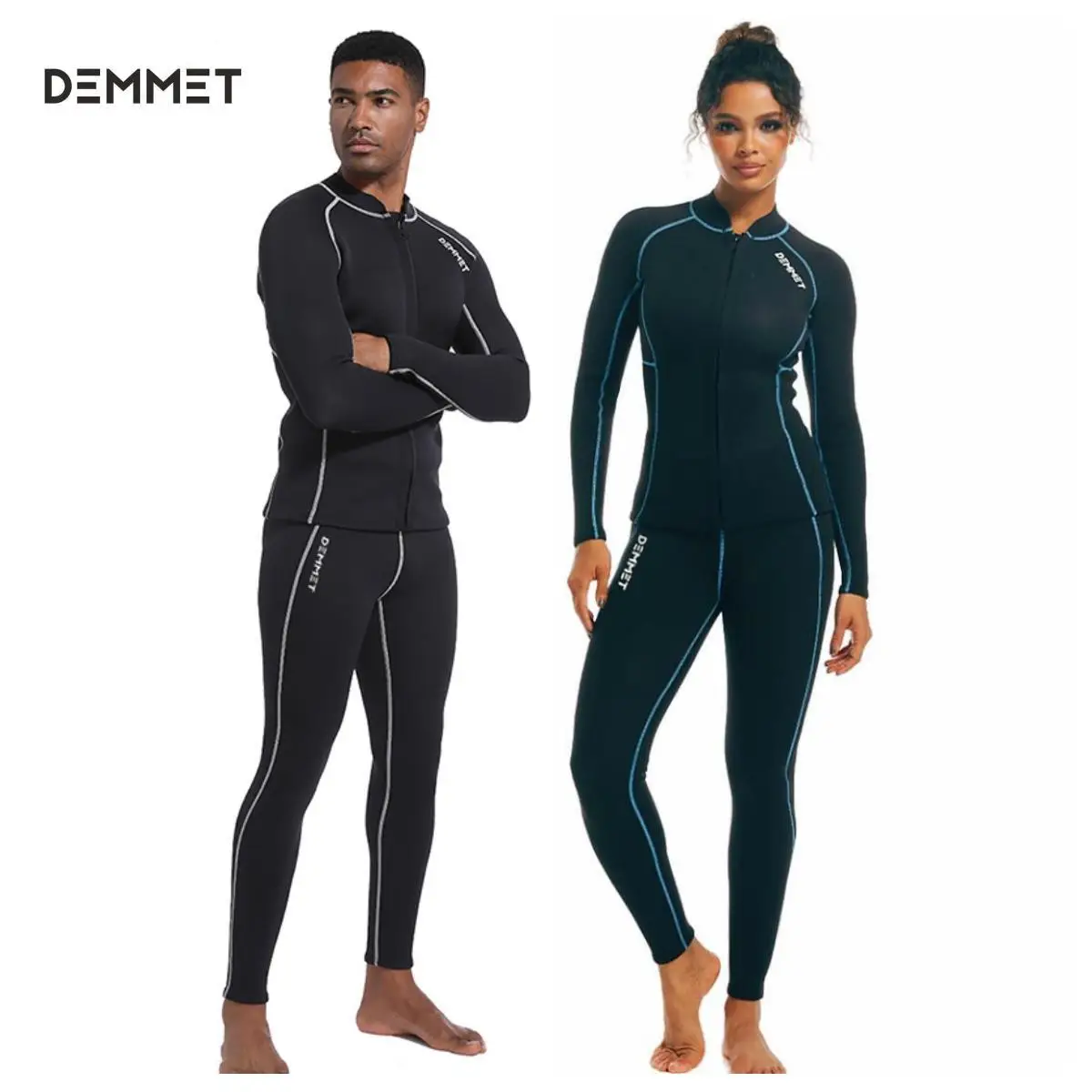 DEMMET Men's Women Wetsuit Top Black Top + Pants 1.5MM/3MM CRSC NEOPRENE SWIMMING SURFING DIVING SPORTS WARM NON-SLIP Wetsuit