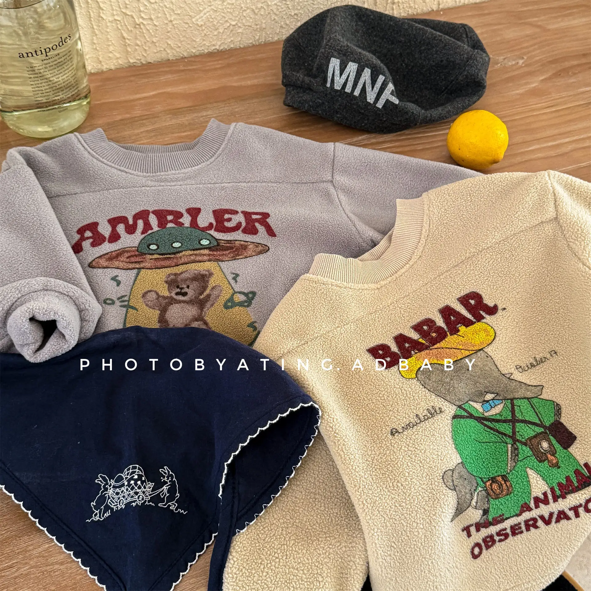 2023 Winter Neue Kinder Fleece Sweatshirt Jungen Mädchen Niedlichen Cartoon Sweatshirt Baby Plus Samt Dicke Tops Kinder Warme Pullover