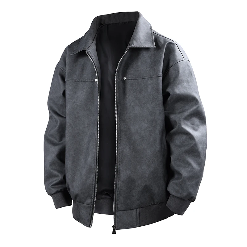 Spring Autumn Retro Style Man Flip Collar Leather Clothing New Port Wind Leisure Coats Outdoors Fashion Simplicity Jackets Man