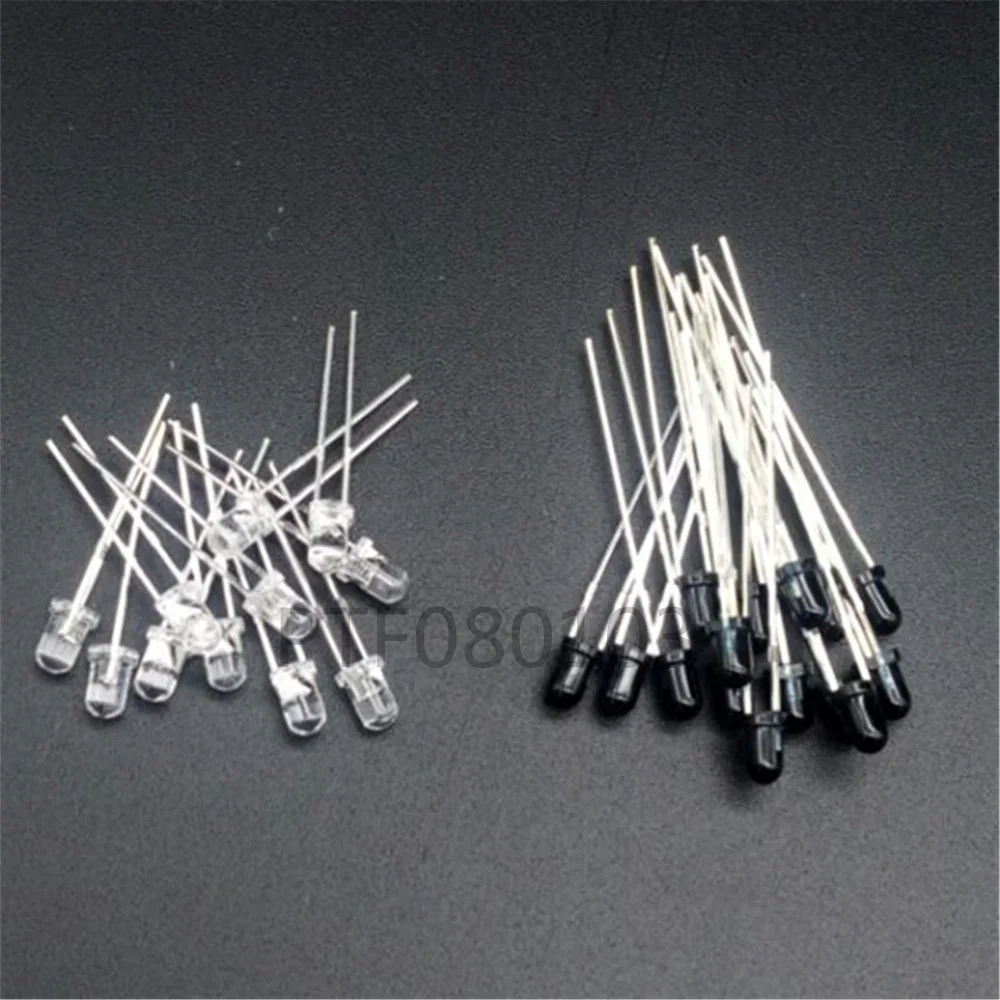 50pcs 3mm 5mm 850nm 940nm IR LED Assorted Infrared Emitter And IR Receiver Diode Diodes 3mm 5mm IR Infrared LED Diode LED Lamp