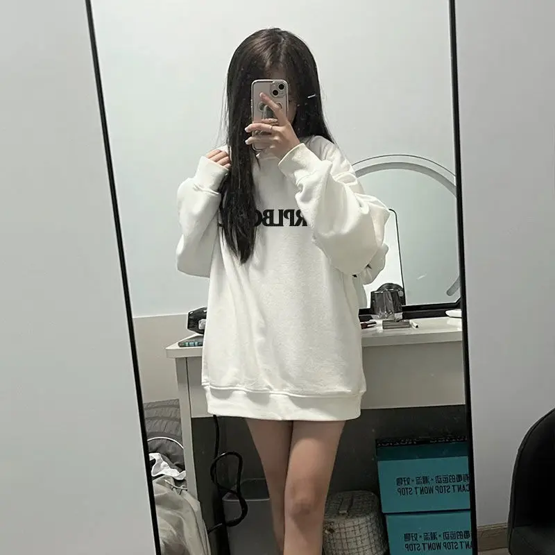 Damen-Sweatshirts, Polerones, kurze Länge, elastisch, kappenlos, Graffiti, Distressed, supergroß, Campus-Farben, Sommer, Farbblock