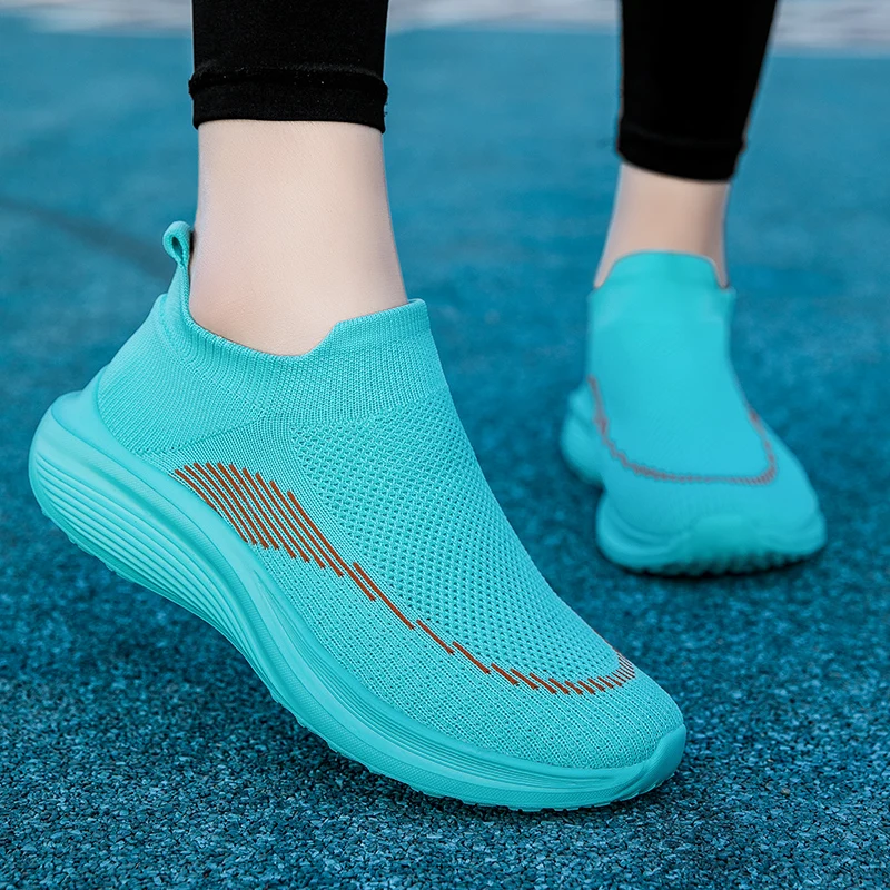 

Sizes 45 Women Shoes Knitting Sock Sneakers High Quality Slip on Flat Loafers Flats Walking Comfortable Shoes Man Running Green