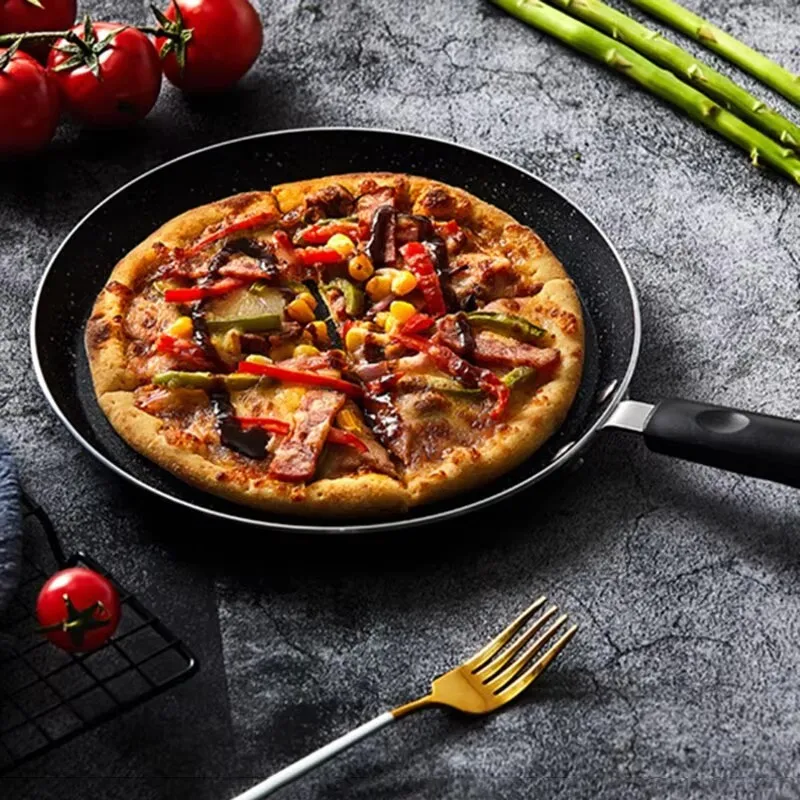 مقلاة سطحية غير لاصقة من الألومنيوم مقاس 8 بوصة مقالي قلي المطبخ المنزلية متعددة الأغراض بسيطة متينة بمقبض طويل وعاء مضاد للحرق