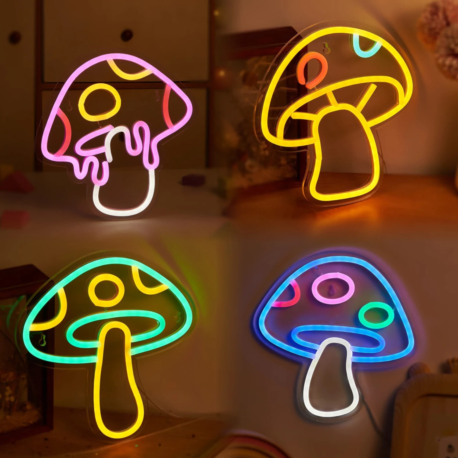 Mushroom Led Neon Sign Xmas Birthday Wedding Party Wall Decoration Neon Light Children Gift Room Decor Night Lamps USB Power