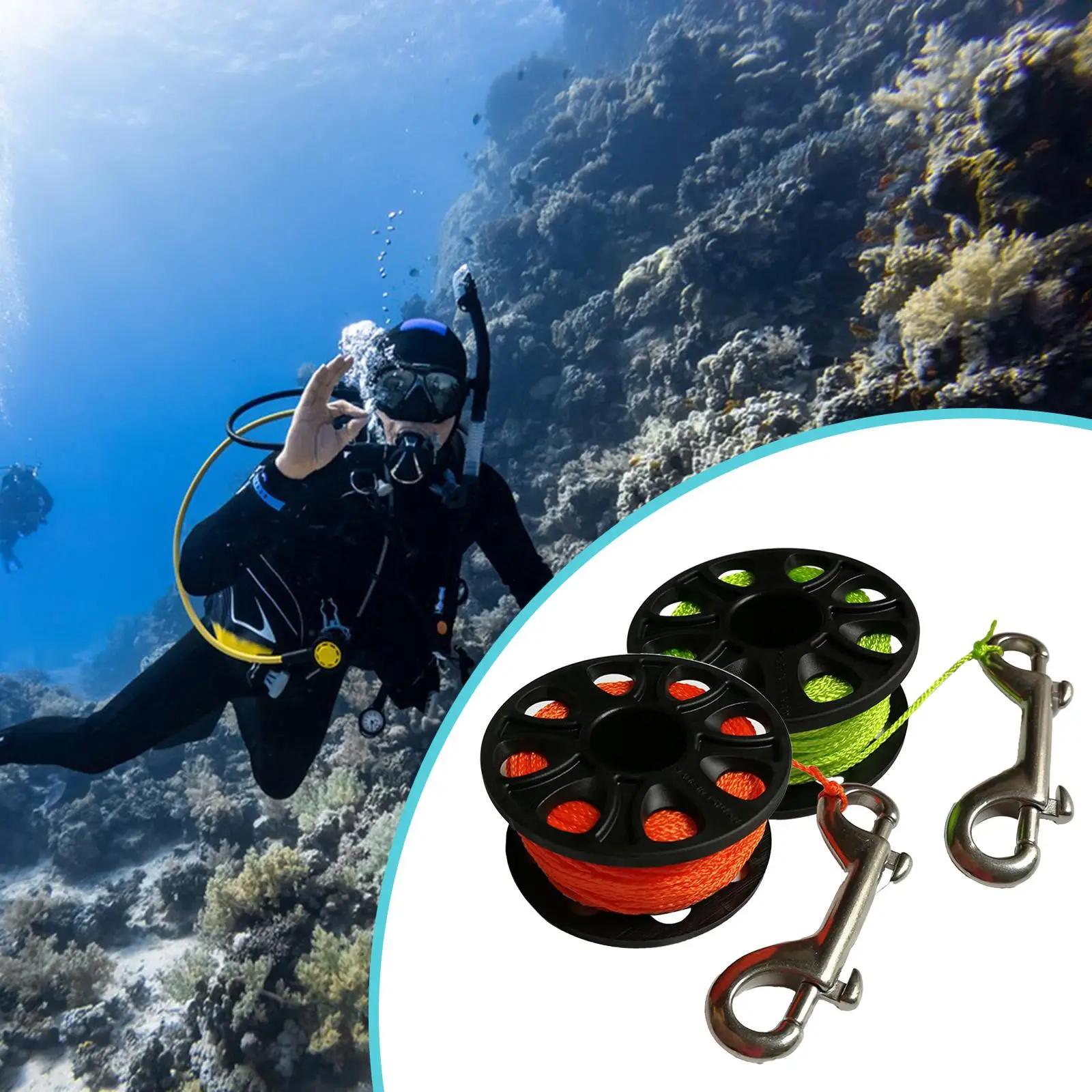Катушка для подводного плавания с двусторонней защелкой для подводной охоты и подводной рыбалки
