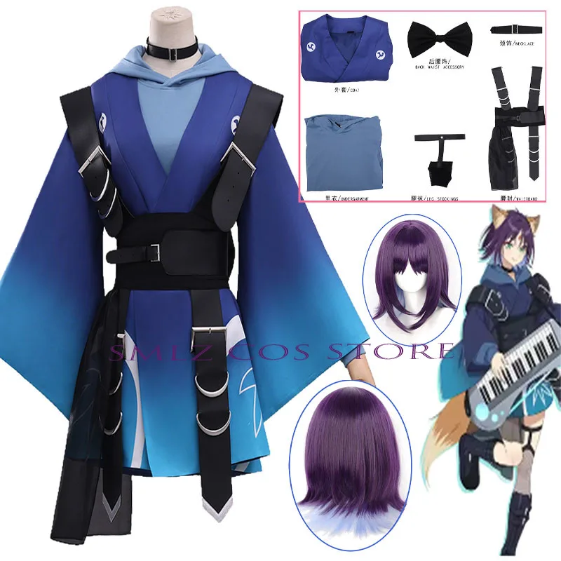 

2026 Iroha Sakayori Cosplay Anime Cho-kaguyahime Cosplay Costume Blue Dress Wig Set Halloween Party Play Outfit for Woman
