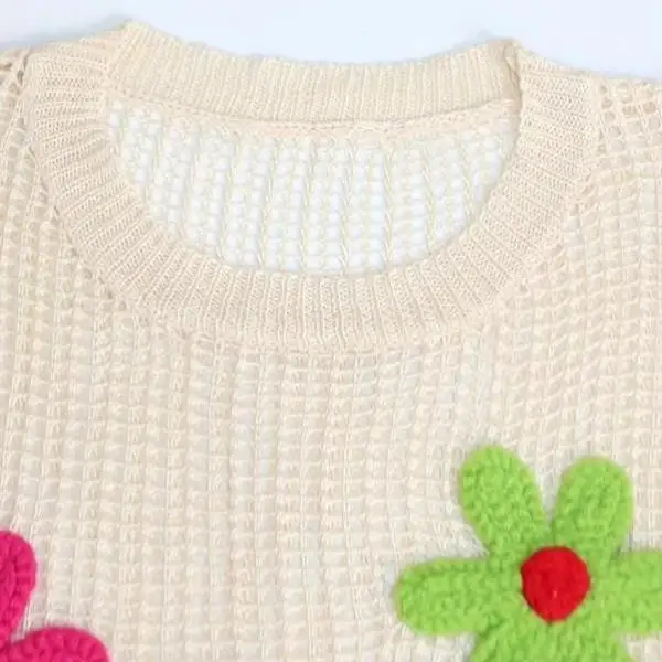 Men's Knitted round Ne Sweater Floral Design Thi Coolmax Fiber Ciwalk  Collar Inner Wear Non-deformable