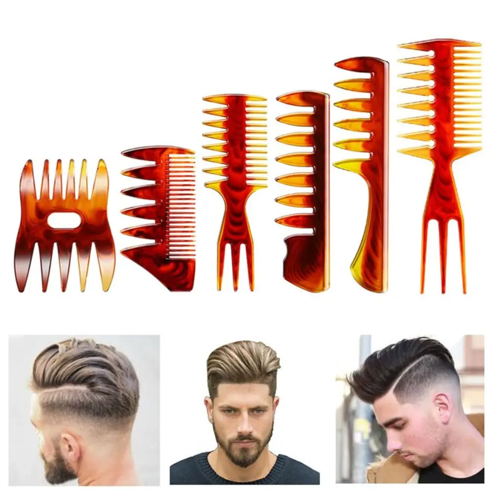 Professional Wide Toothed Men's Texture Barber Comb Flat Versatile Double-Sided Flat Comb Double-Sided Hair Oil Head Comb