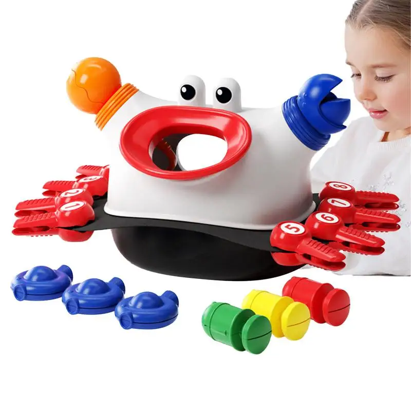 Number Matching Game Fine Motor Games Chopstick Trainer Cartoon Crab Shape Early Learning Educational  Developmental Match Toy