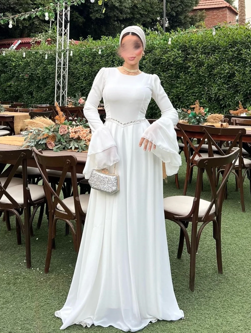 

Customized Chiffon Sequined O-Neck A-line Long Dresses For Wedding Guest Elegant Bespoke Occasion Party Gown Exquisite Formal