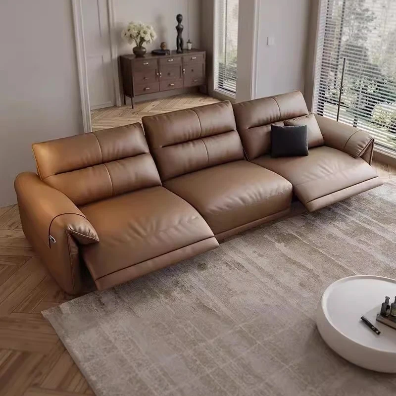 

Real Extendable Living Room Sofas Brown Classic Soft Modern Lounge Sofa Lazy Leather Luxury Couch Wohnzimmer Furniture For Home