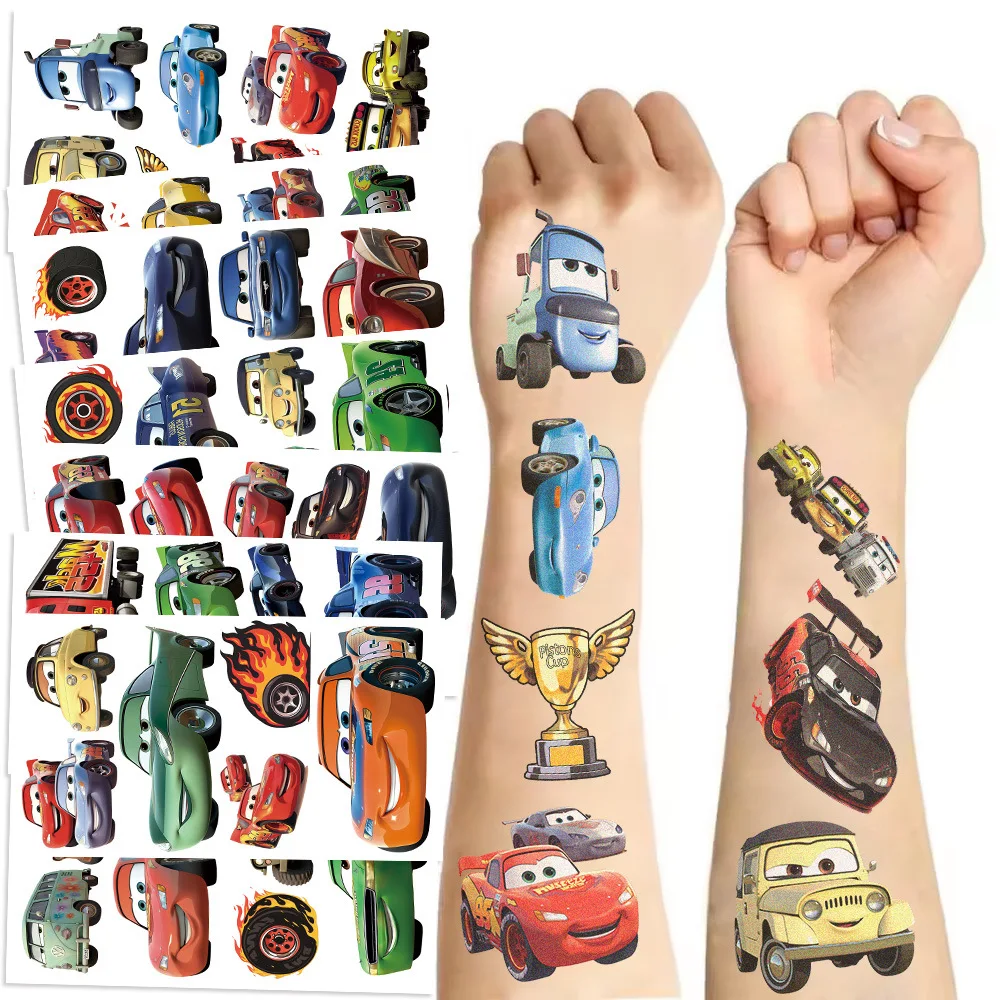 

10Pcs/set New Disney Lightning Mcqueen Temporary Tattoo Sticker Cartoon Cars Tattoo For Funny Birthday Party Gift