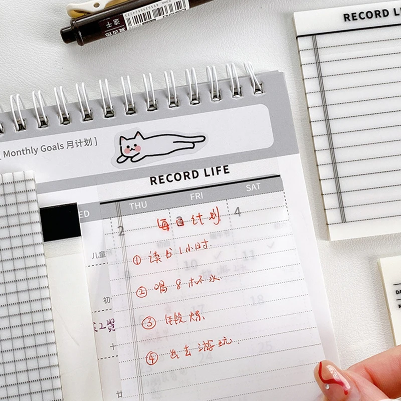 50 Sheets Transparent Sticky Notes Waterproof Self-Adhesive Translucent Sticky Note Pads for School Office Stationery Supplies