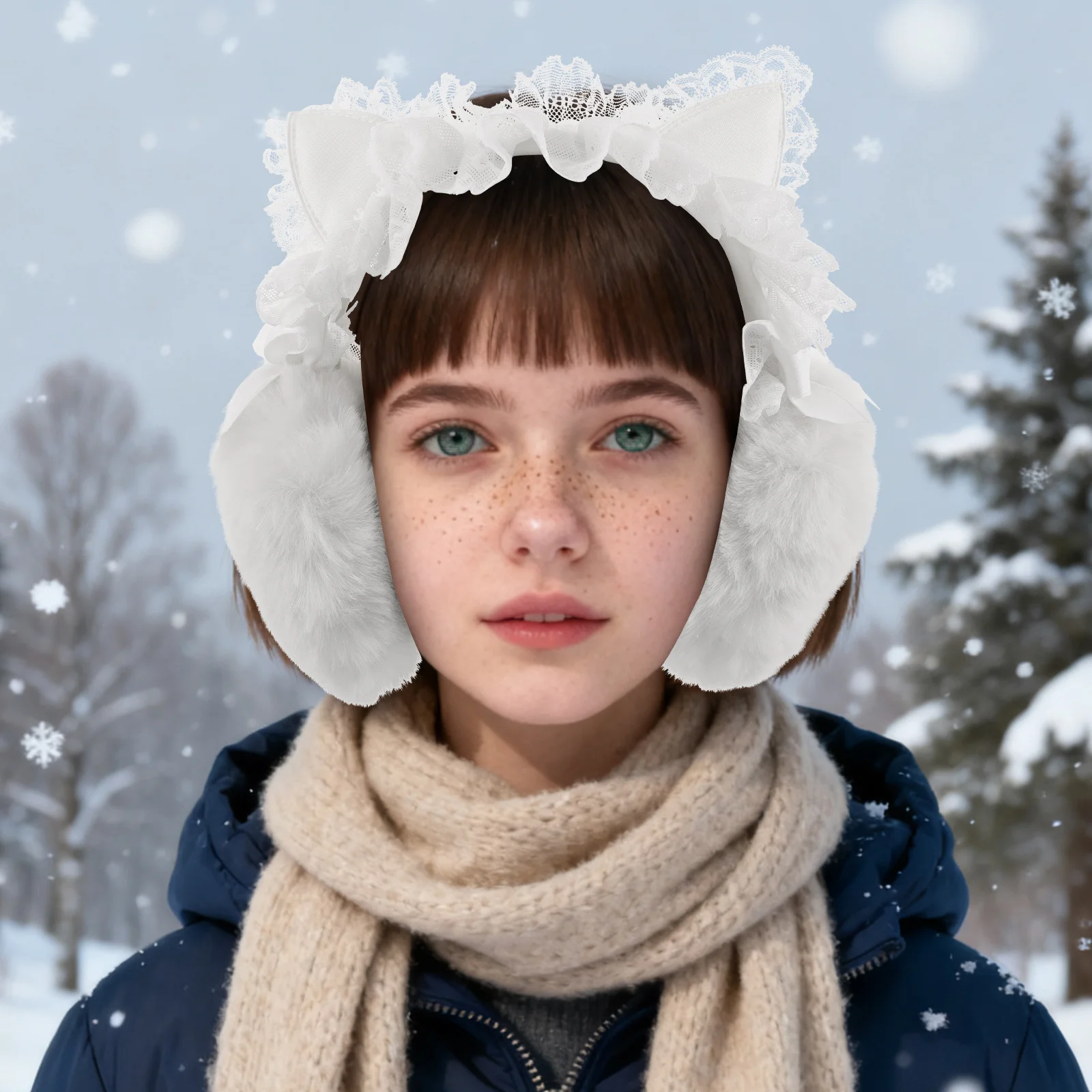 الدانتيل القط الأذن غطاء للأذنين دافئ شتاء دافئ حماية لينة الأذن يغطي لغطاء للأذنين الحيوان تدفئة الطقس البارد