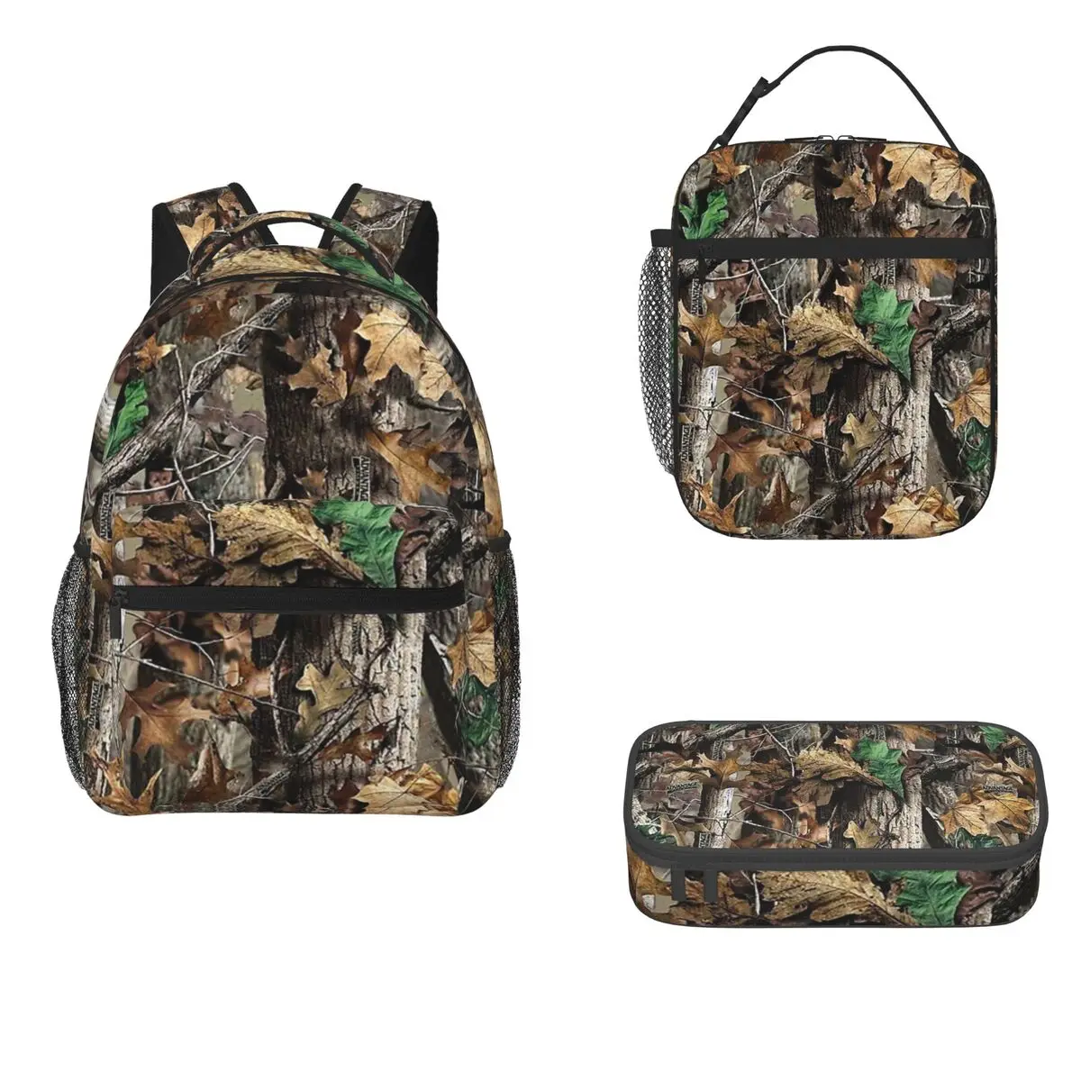 Real Tree Camouflage Backpacks Boys Girls Bookbag Students School Bags Cartoon Kids Rucksack Lunch Bag Pen Bag Three-Piece Set