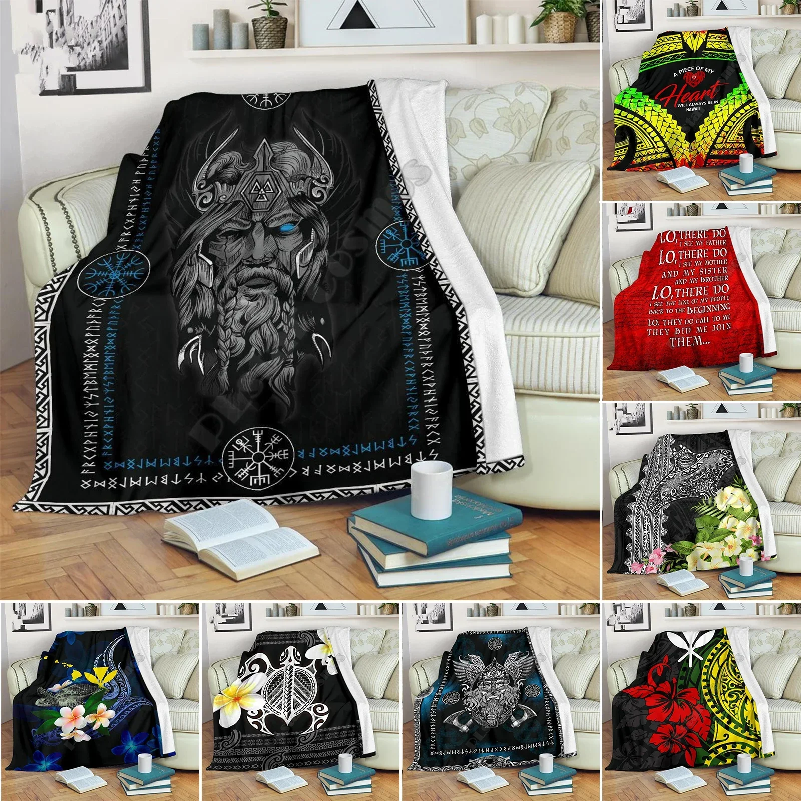 Norse God Odin Fleece Blanket 3D Printed Sherpa Blanket on Bed Home Textiles Dreamlike Home Accessories Twin Queen King Size