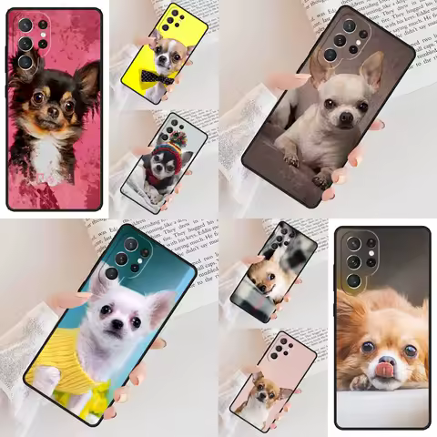 cute Chihuahua dog Phone Case For Samsung Galaxy S24 S23 S22 S21 Ultra S10 Note 10 Pro S20 Plus FE S9 S8 Cover