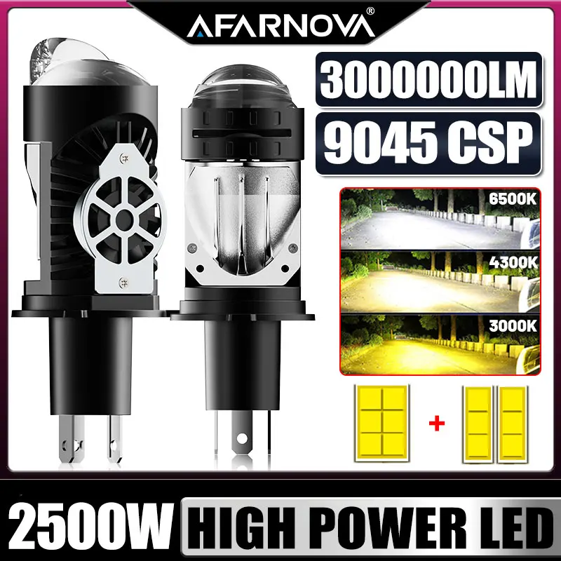 

4300K 6500K Mini H4 Bi LED Projector Lens Car Bulb Auto Headlight Turbo Lamps 3000K Canbus Dual Motorcycle H4 led High Low Beam
